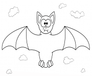 Printable cartoon vampire bat halloween easy coloring pages